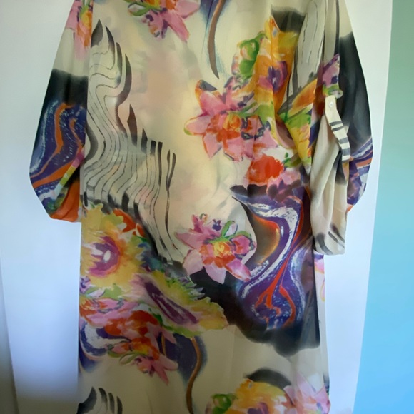 Multicoloured Sheer Blouse 3/4 Sleeve - Picture 2 of 9